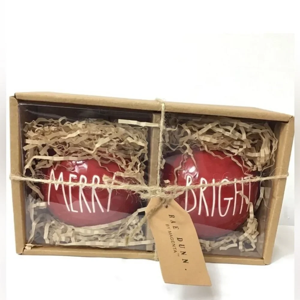 Rae Dunn Festive Ceramic Christmas Tree Ornaments Bundle New In Box